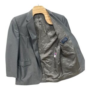 VTG 90's Circle S Mens 46L Gray Western Blazer Sport Coat Two Button Cowboy